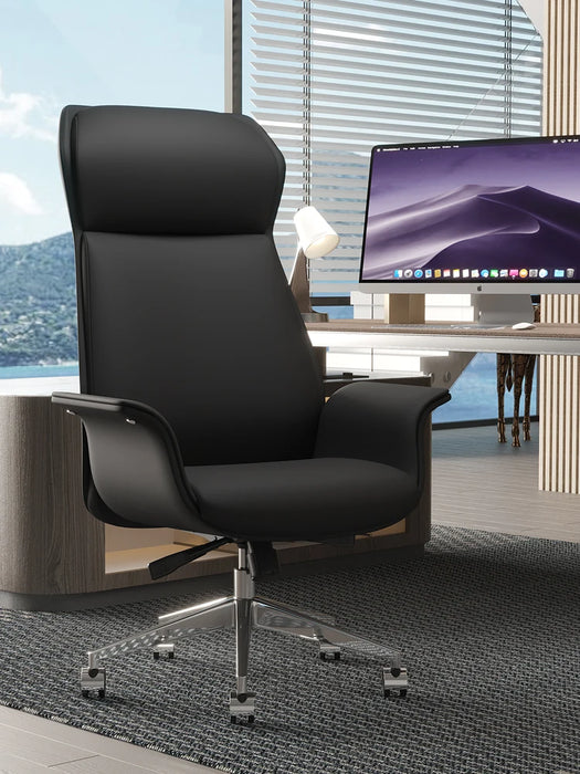 Comfortable and sedentary office, business leather seat, home computer chair, lifting and reclining ergonomic chair
