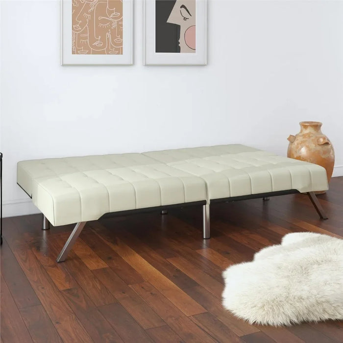 Living Room Sofas With Chrome Legs, Vanilla Faux Leather Couch Sofas