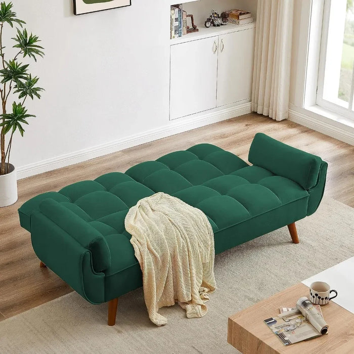 Living room sofa convertible combination memory foam futon sofa bed stacked fabric comfortable home furniture, yellow linen