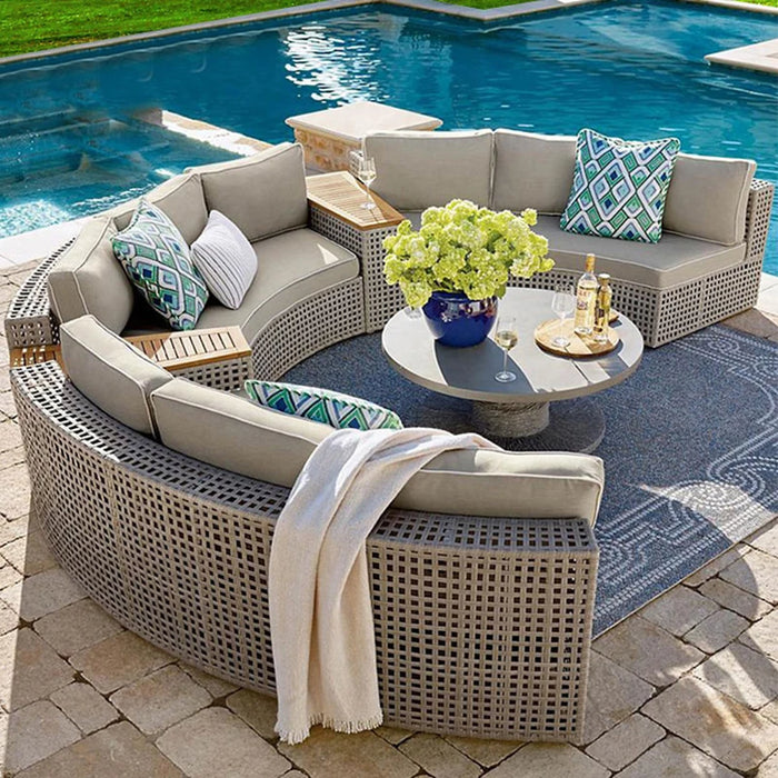 Outdoor rattan woven sofa outdoor waterproof sunscreen circular arc semi-circular woven combination yard furniture