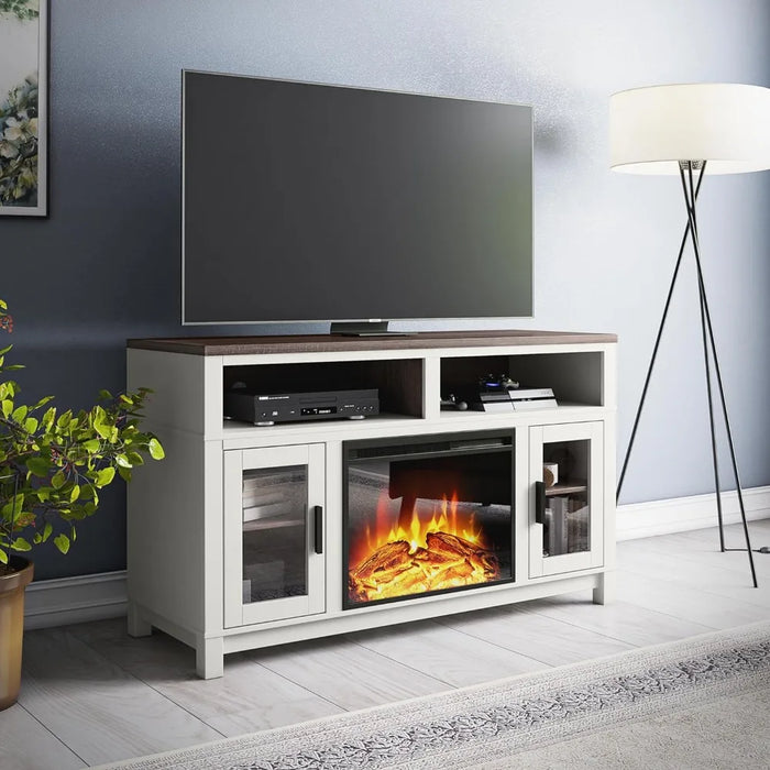 TV cabinet, electric fireplace TV bracket, suitable for white TV storage cabinets up to 60 inches wide