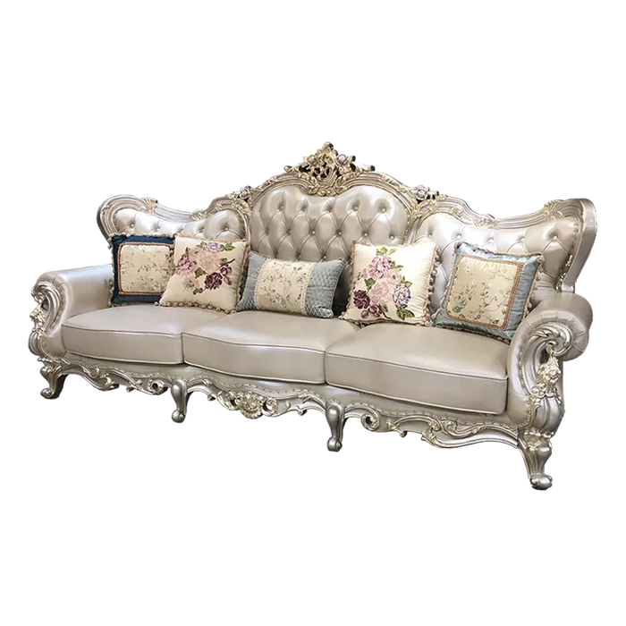 European style leather sofa combination living room integral solid wood head leather large family villa sofa