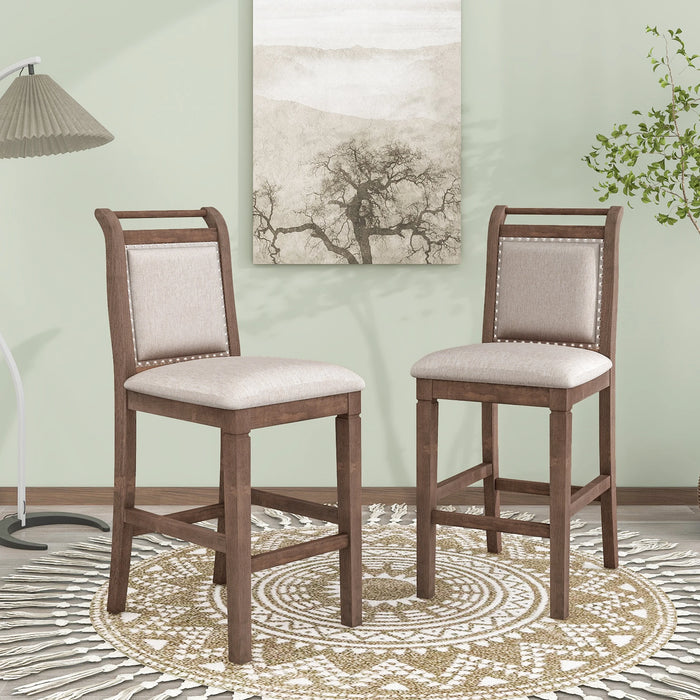 3-Piece Wood Counter Height Drop Leaf Dining Table Set with 2 Upholstered Dining Chairs for Small Spaces