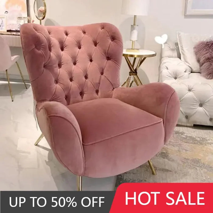 Industrial European Sofa Living Room Luxury Lounge Floor Designer Single Sofa Pink Armchair Lazy Canape Salon Bedroom Furniture