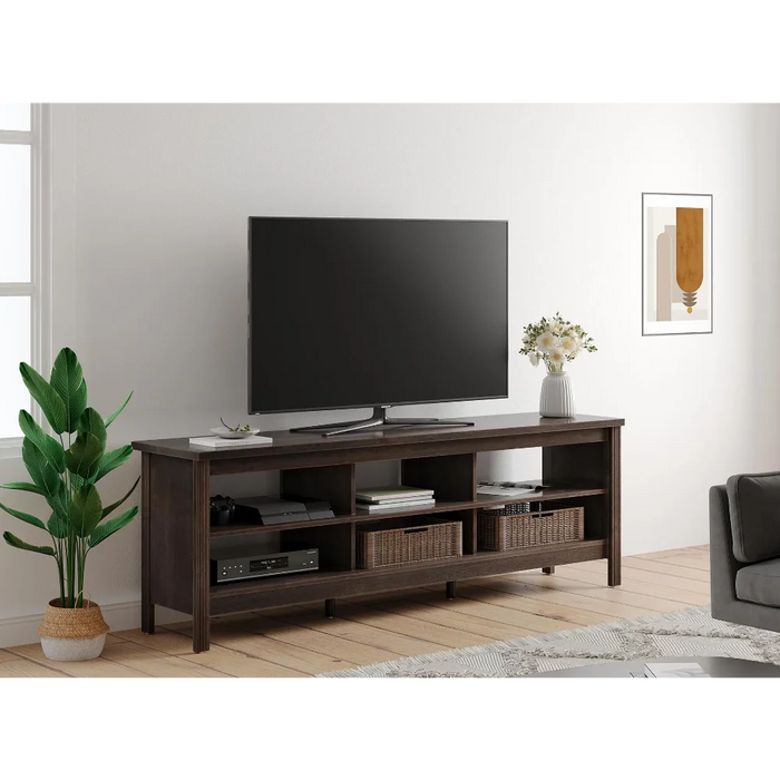 TV Stand for 80 Inch TV, Farmhouse TV Cabinet for 75 inch TV with 6 Storages, Living Room TV Console Table Entertainment Center,