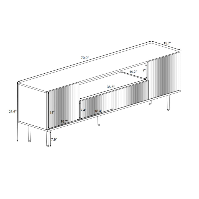 Modern TV Stand for 70+ Inch TV, Entertainment Center TV Media Console Table, with Shelf, 2 Drawers and 2 Cabinets