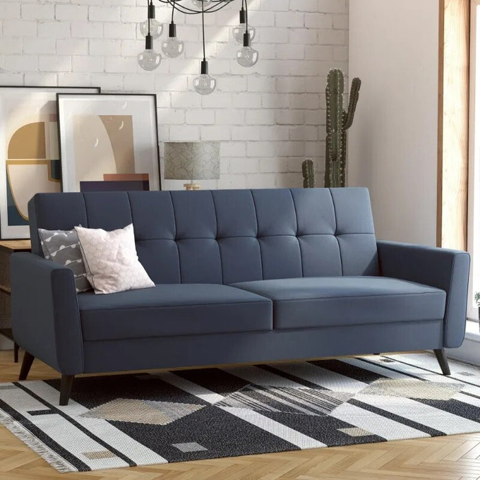 Living Room Sofa Futon with Storage, Olive Green Linen