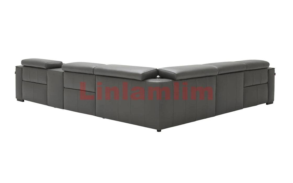 MANBAS Electric Dual Motor Recliners with Headrest Feature Power Reclining Sofa Genuine Leather Sectional Couch Theater Seats