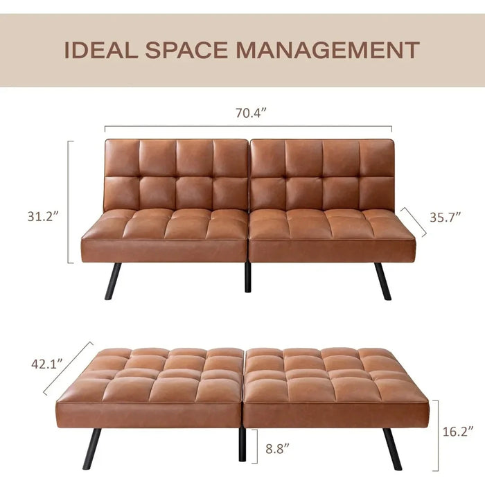 Futon Sofa Bed, Comfortable Futon Sofa Couch, Memory Foam Convertible Loveseat Sofa Bed, Split Back & Seat