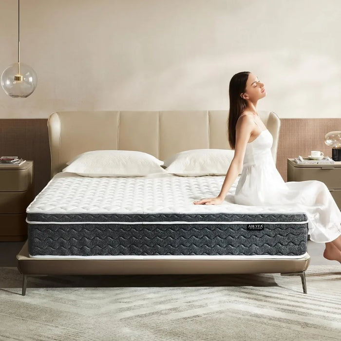 12 Inch Queen Mattresses Hybrid in a Box with Gel Memory Foam, Individually Wrapped CertiPUR-US Certified, Medium Firm Mattres