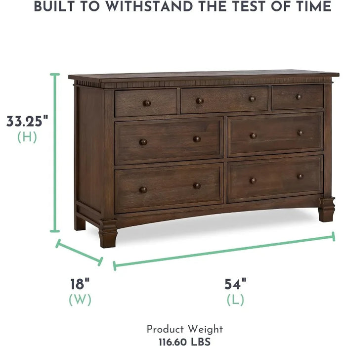 Evolur Cheyenne and Santa Fe Double Dresser, Antique Brown, 54x33x20.3 Inch Dressers