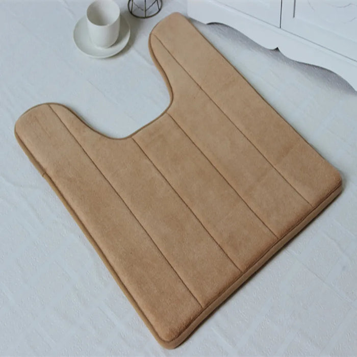 U-Shaped Toilet Mat Floor Mats Solid Winter Warm Coral Fleece Carpet Bathroom Anti-slip Mat Water Absorbent Rugs Bath Mats