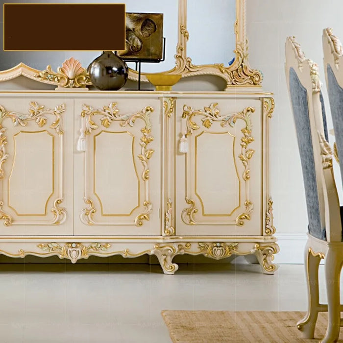 European solid wood side French luxury carved and painted cupboard villa restaurant storage cabinet