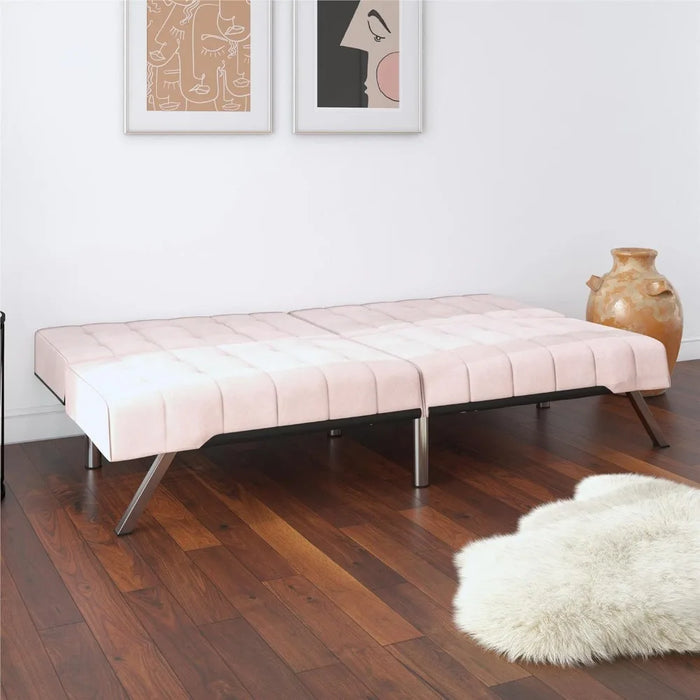 DHP Emily Futon With Chrome Legs, Pink Velvet