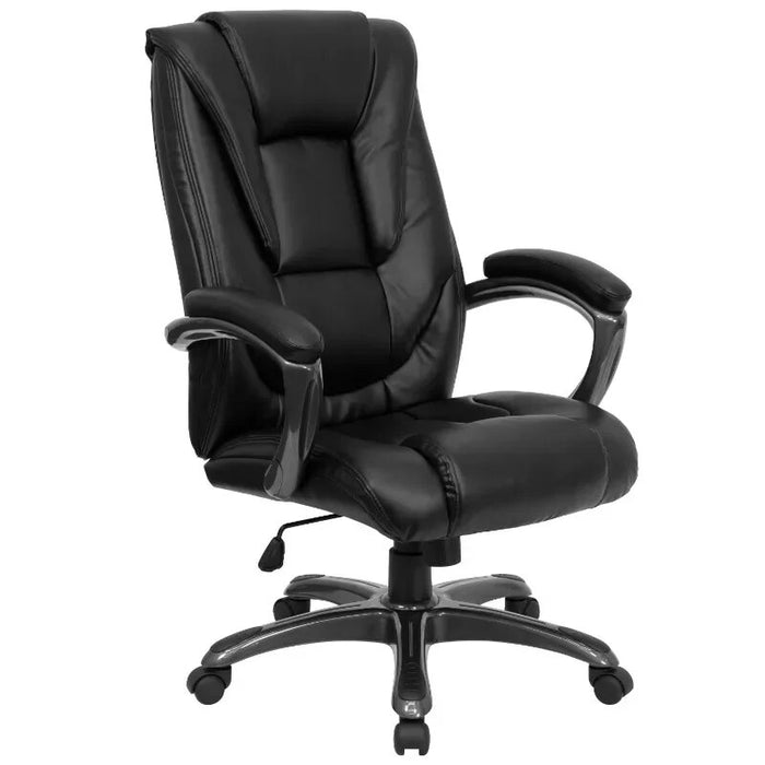 Flash Furniture High Back LeatherSoft Layered Upholstered Executive Swivel Ergonomic Office Chair with Smoke Metal Base
