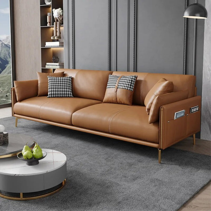 Italian-Style Light Luxury Napa Leather Sofa Living Room Fashionable Simple Modern Office Straight Sofa
