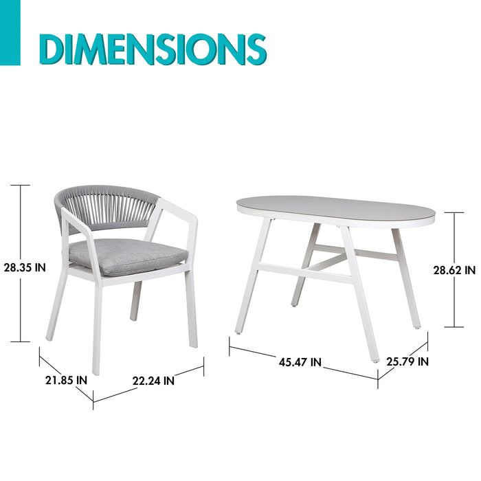 JARDINA 3PCS Outdoor Patio Furniture Aluminum Bistro Set with Cushions