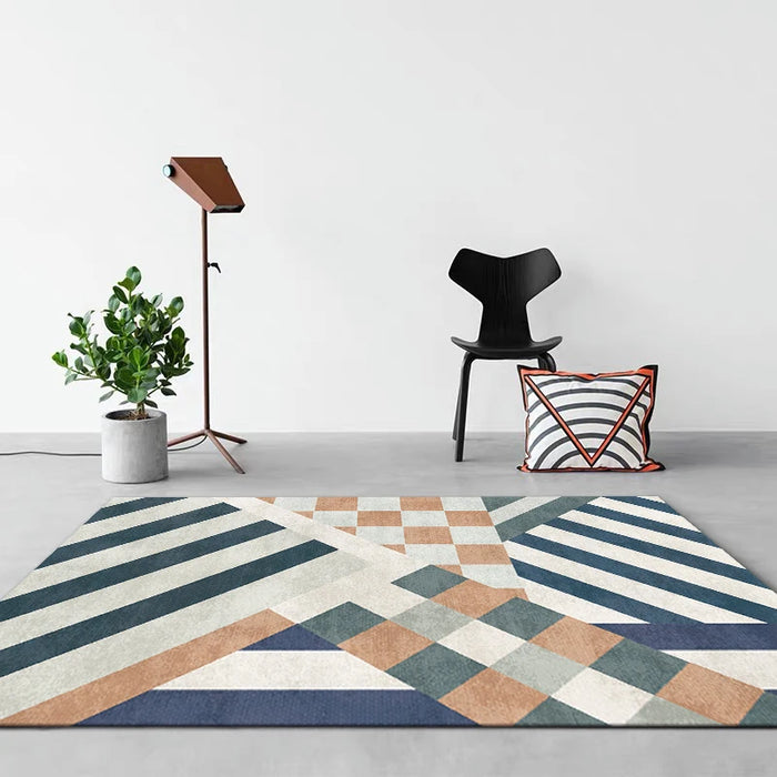 Nordic Modern Home Superior Livingroom Large Area Rug Sofa Bedroom Bedside Simple Geometric Decorative Carpet Non-slip Floor Mat
