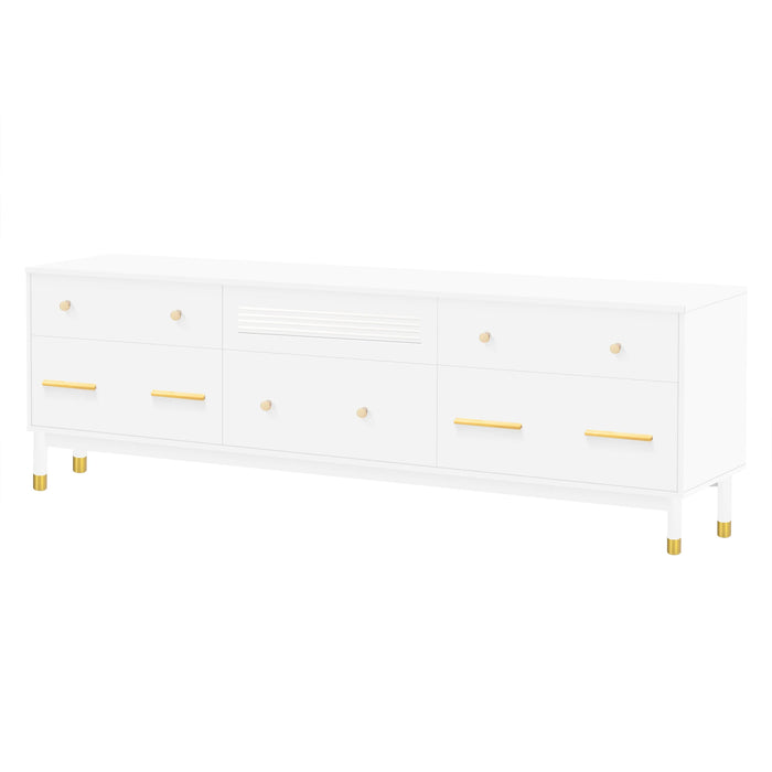 Modern TV Stand for 75+ Inch TV, Entertainment Center with Storage, Media Console Table for Living Room