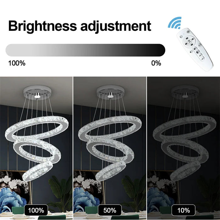 Modern Luxury Chandelier K9 Crystal Indoor Ceiling Lamp Round Ring Luminaire Home Decor Hanging Light Fixture Plafon Pendant Led