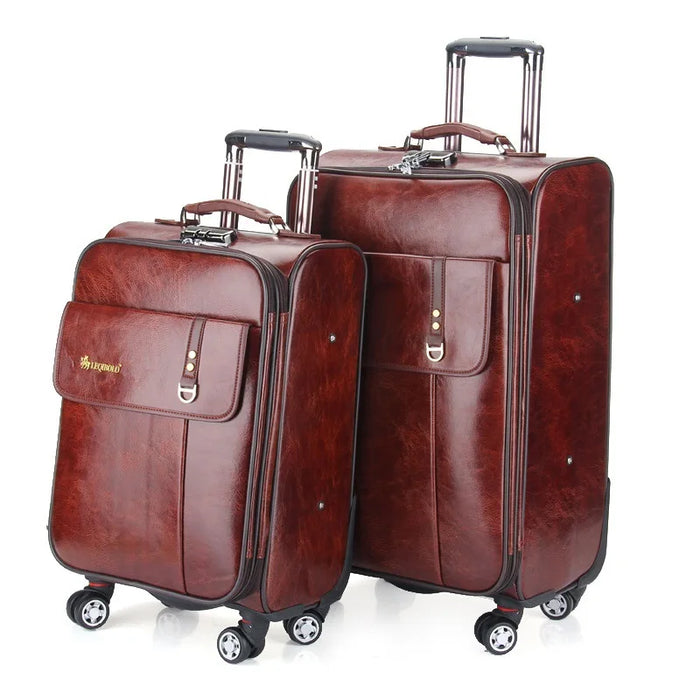 20" 24 Inch Travel Carry-on Wheeled  Luxury PU Suitcase Trolley Rolling Luggage Bag Boarding Case Free Shipping