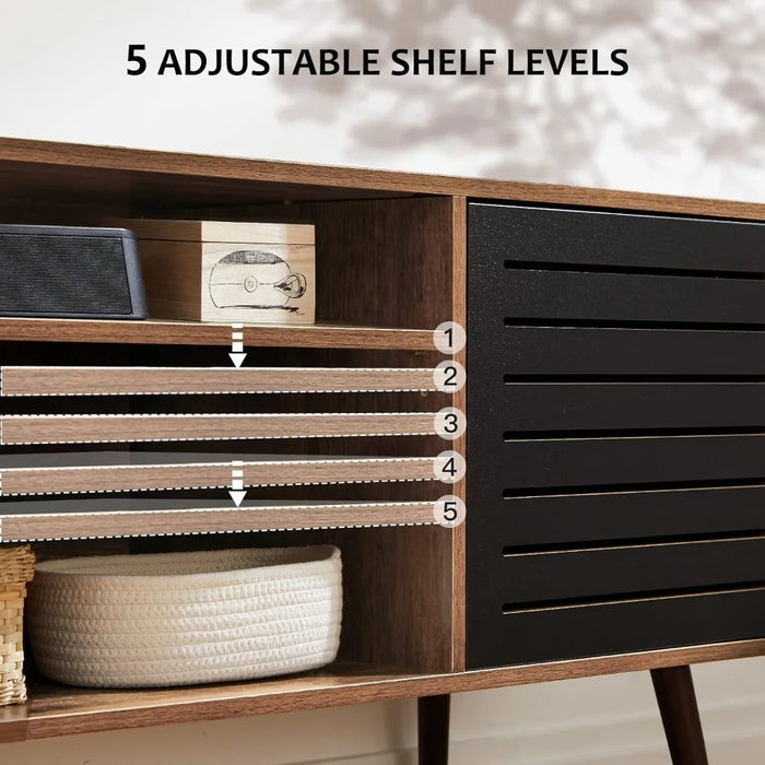 TV Console Table & Entertainment Center Mid Century Modern TV Stand With Adjustable Shelf for Living Room Furniture Ps5 Cabinet