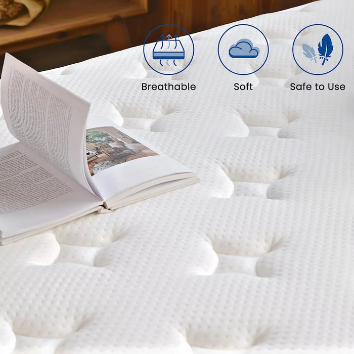 King Mattress, 12 Inch Mattress in a Box King Size, Hybrid Construction Individual Pocket Springs with CertiPUR-US Certified