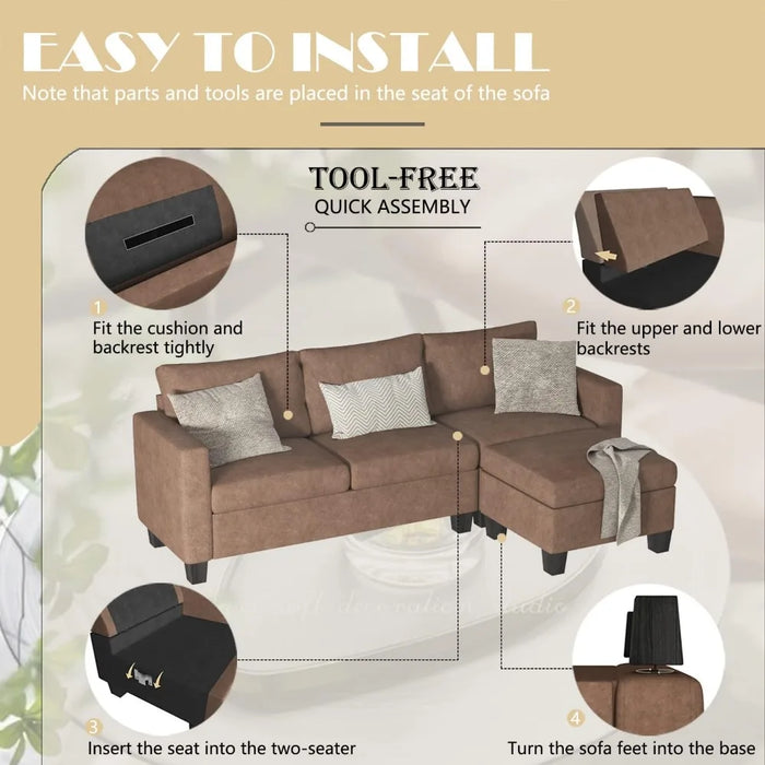 L-Shaped Couch With Modern Cotton Fabric for Living Room Sofas for Home Furniture Coffee Modular Sofa Livingroom Furniture Sets