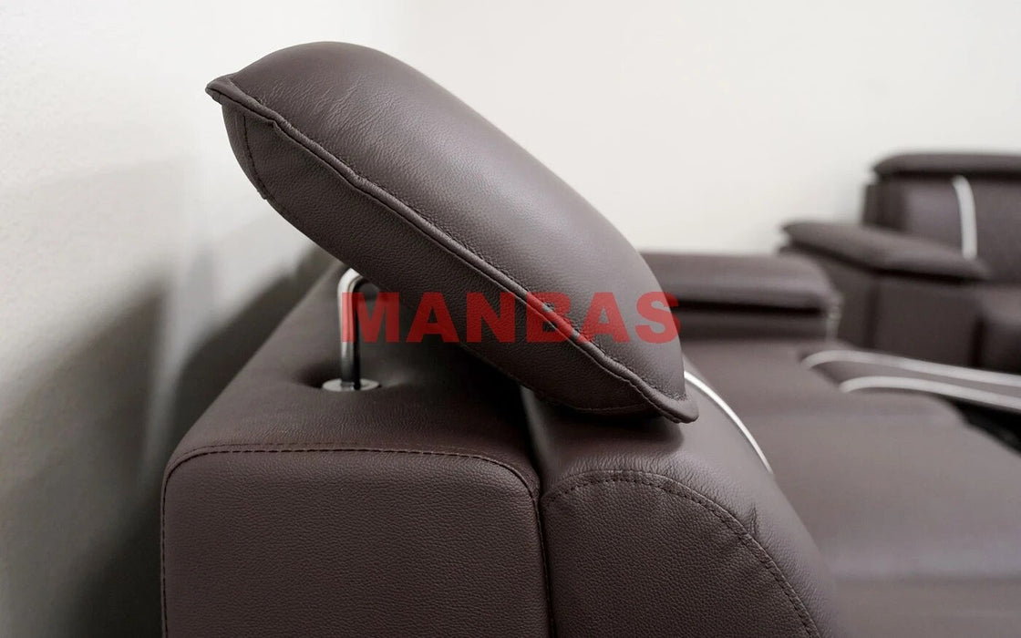 MANBAS Electric Reclining Sofa Set Italian Genuine Leather Power Recliner Functional Salon Cama Sectional Couch U Shape Big Sofa