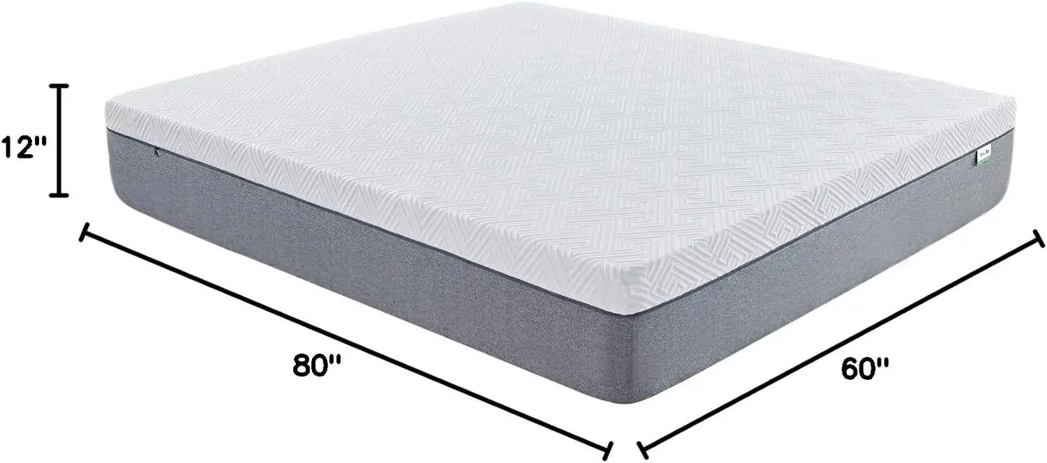 Novilla-Gel Memory Foam Mattress for Cool Sleep and Pressure Relief, Medium Plush, Queen Size, 12"