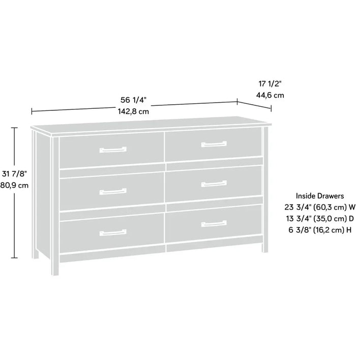 Cannery Bridge 6-Drawer Dresser Vanity Desk Lintel Oak Finish Dressers for Bedroom Furniture Toiletries Toilet Furniture Makeup