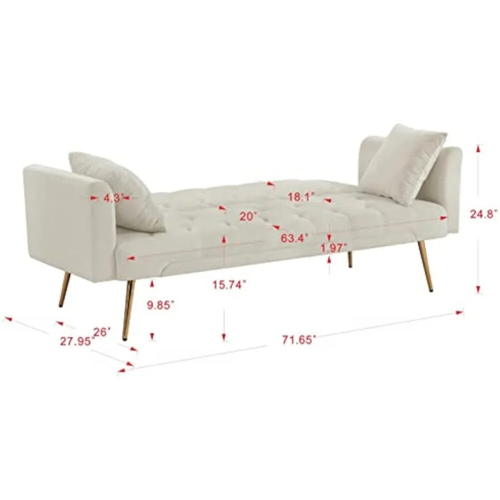 70" Button Tufted Accent Futon Sofa Bed Convertible Sleeper Couch Daybed,Upholstered Folding Recliner
