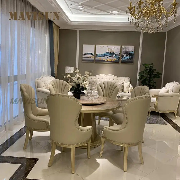 European Style Light Luxury Solid Wood Small Apartment Dining Table And Chair Combination Modern Family Restaurant Furniture