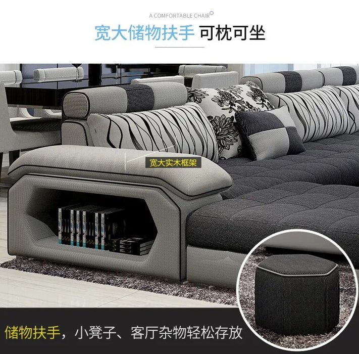 MANBAS Fabric Big Sofa Set Living Room Furniture Cloth Sofa Modernos Para Sala Sectional Sofa U Shape Corner Couch Grandes Salon