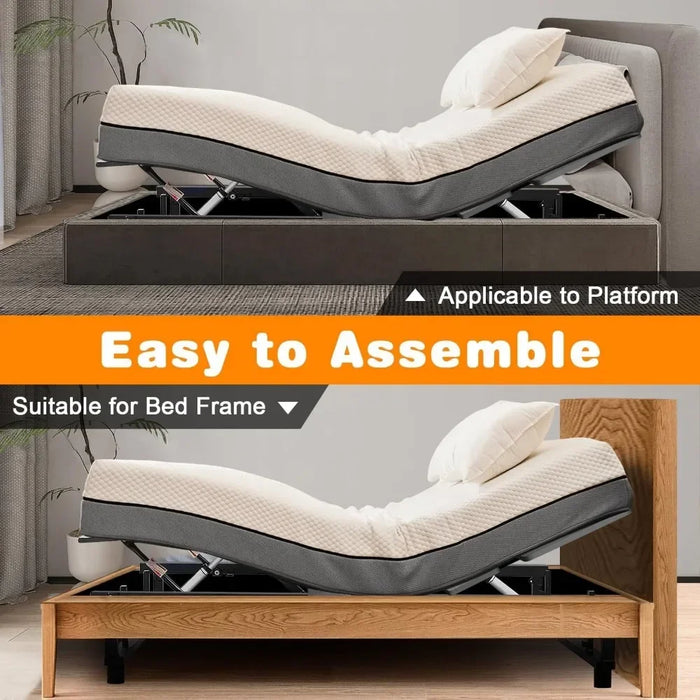 Bed FrameErgonomic Adjustable Bed Frame, Independent Head And Foot Tilt, Electric Bed Frame With Wireless Remote Control, Black