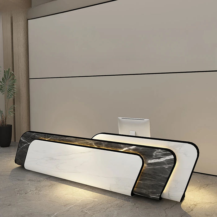 Customized modern and minimalist baking paint for commercial use at the front desk reception desk of the company's hotel