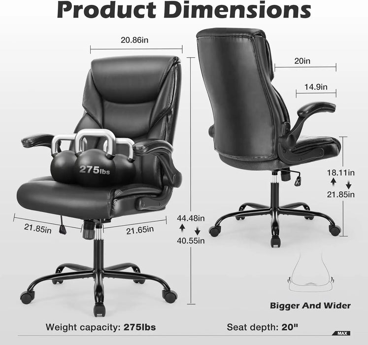 Office Chair – Ergonomic Adjustable Computer Desk Chairs with High Back Flip-up Armrests, Swivel Task Chair