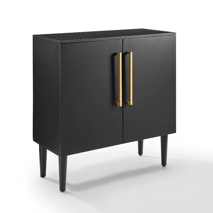 Crosley Furniture Everett Accent Cabinet in Matte Black  living room cabinets  storage cabinet