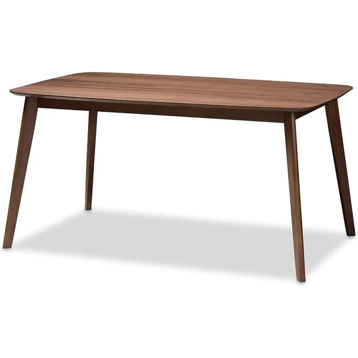 Baxton Studio Alston Dining Set Dining Set Grey Fabric Upholstered and Walnut Brown Finished Wood 5-Piece Dining Set