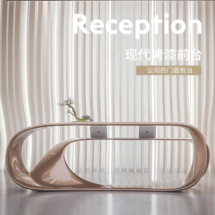 Front desk design, unconventional creativity, fashionable reception, fiberglass painted curved modern hotel