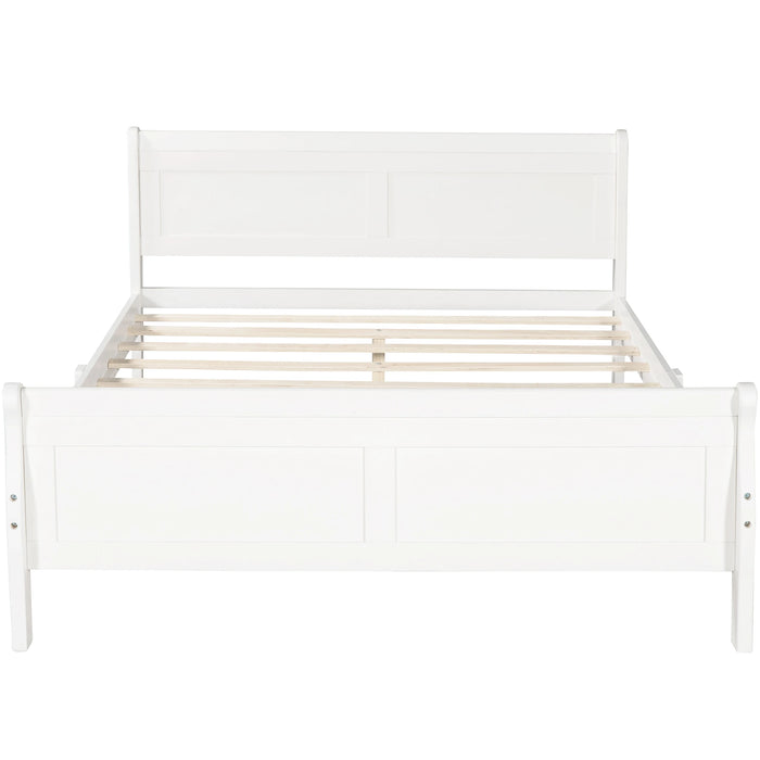 Wood Platform Bed with Headboard and Wooden Slat Support