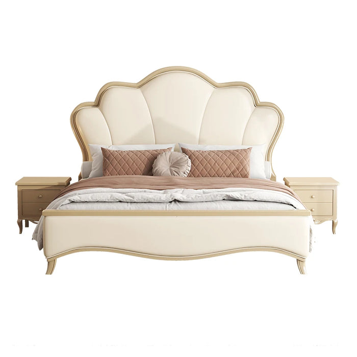 American Light Luxury Modern Simple Twin Master Bedroom French Cream Style Princess Bed Petal Bed