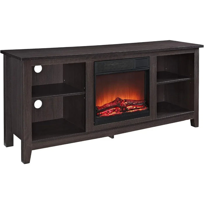 Classic 4 Cubby Fireplace TV Stand for TVs Up to 65 Inches Modular Furniture Living Room 58 Inch Espresso Freight Free