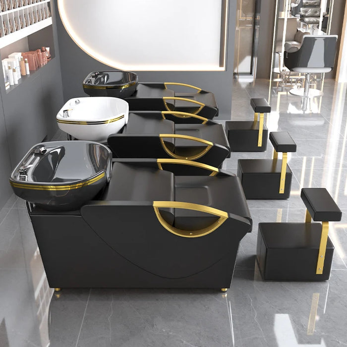 High End Recliner Shampoo Chairs Dedicated Hairdressing Hair Salon Barber Shop Shampoo Chairs Cadeira Salon Furniture QF50SC