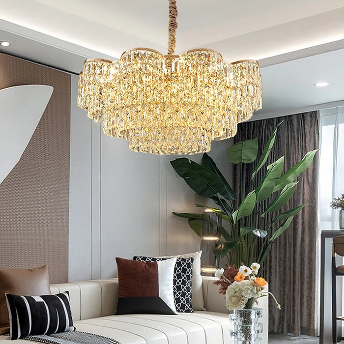 New Gold Luxury 2023 LED Ceiling Chandeliers for Living Room Modern Crystal Hanging Lamp for Ceiling Home Decor Lustre Lighting