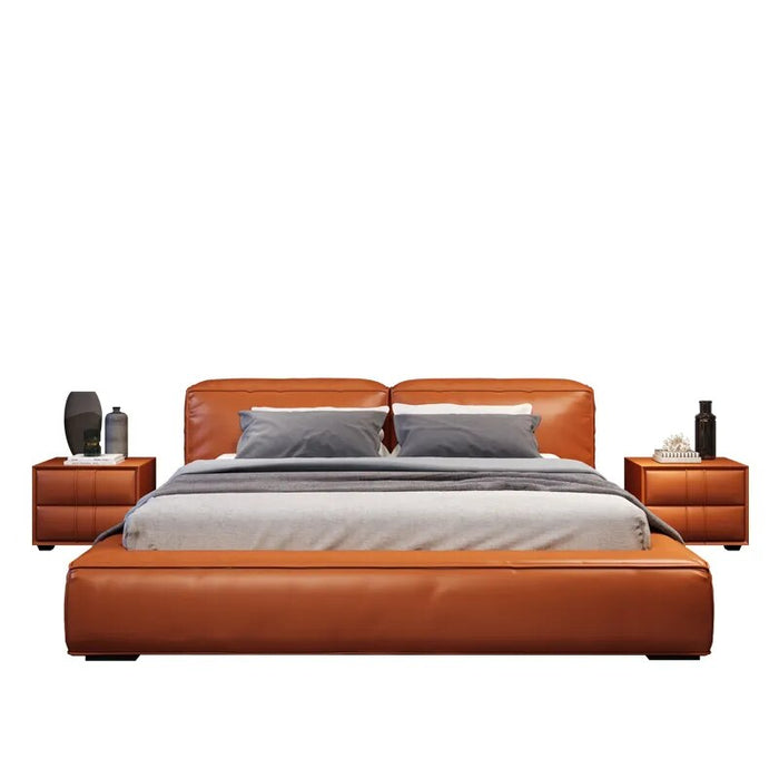 Modern Designer Tofu Block Bed High Quality Bedroom Home Furniture Leather King /Queen Size Double Bed