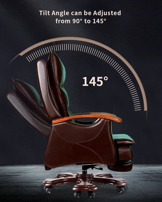 Kinnls Chad Gaming Chair Recliner Massage Chair Genuine Leather Ergonomic Managerial Executive Office Chairs Boss Chair