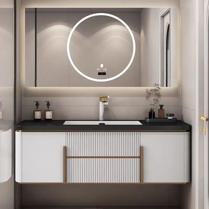 Minimalist Modern Cabinets Rock Seamless Ceramic Integrated Washbasin Sink Cabinet Vanity Bathroom Furniture