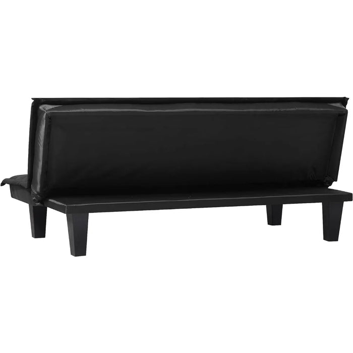 63.8” Modern Futon Bed Sofa Black Faux Suede Convertible Sofa Couch for Livingroom Freight Free Living Room Sofas Furniture Home