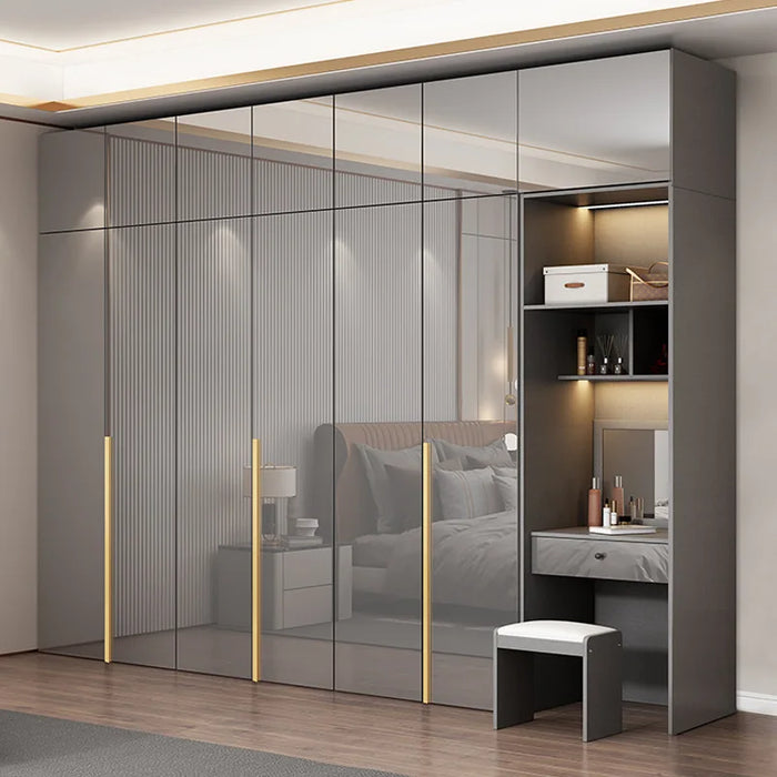 Light luxury wardrobe with make-up table 468 doors modern simple high-light bedroom 3 meters 4 high 2 large cabinets